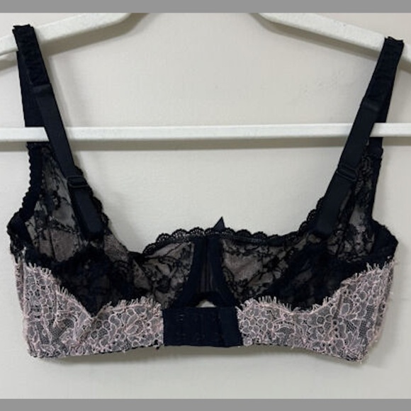 AGENT PROVOCATEUR PINK AND BLACK LACE UNDERWIRE BRA - 34DD - Picture 3 of 5